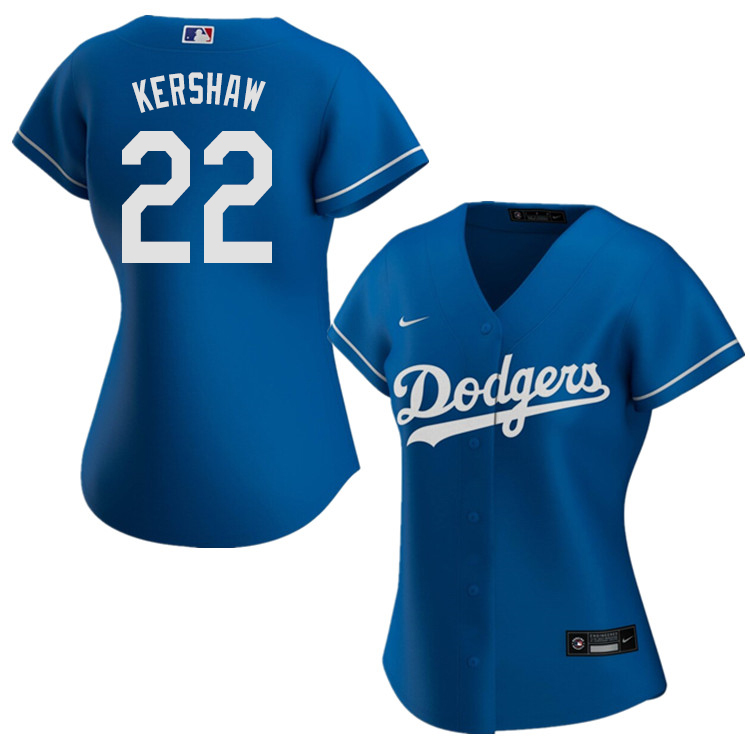 Nike Women #22 Clayton Kershaw Los Angeles Dodgers Baseball Jerseys Sale-Blue